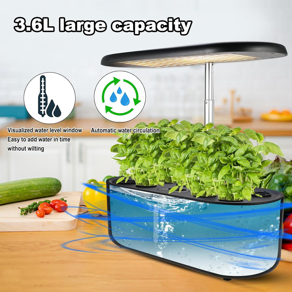 Indoor Herb Garden Kit with LED Grow Light and Water Tank, Hydroponics Growing System F4064