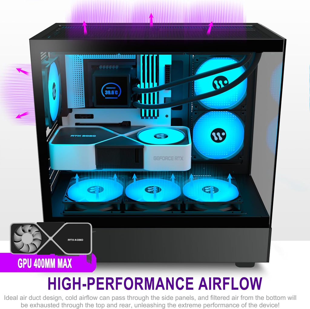 Black PC Case with ARGB Fans T4410