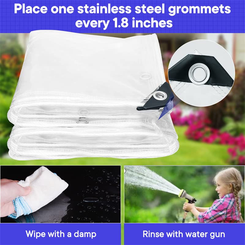 8x8 FT Heavy Duty Clear Vinyl Tarp C388316