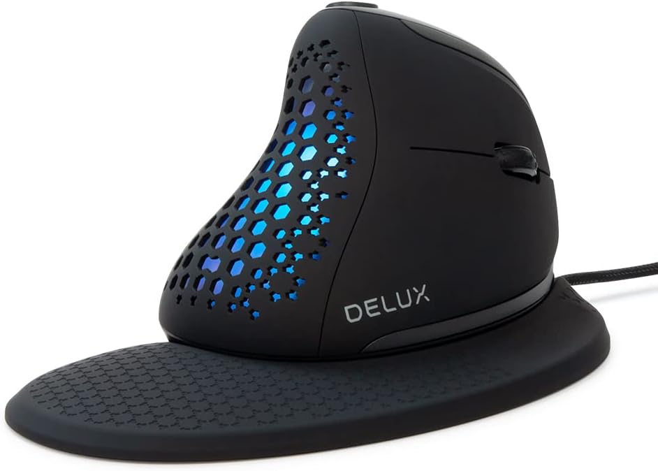 Wired Ergonomic Vertical Mouse with Thumb Wheel, 6 Programmable Buttons, 4000 DPI, Removable Wrist Rest B877