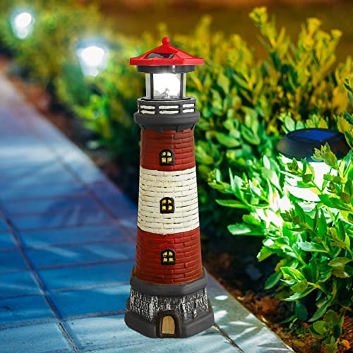 Black Solar Rotating Lighthouse Outdoor Lantern W2831