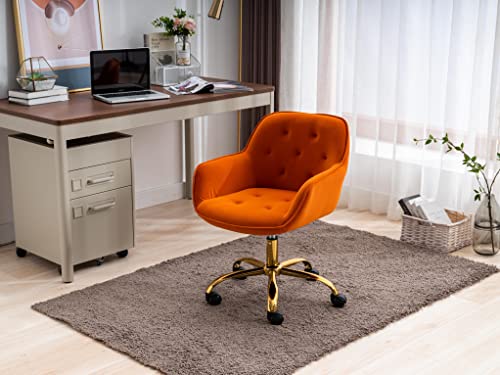 Dark Orange Velvet Adjustable Swivel Desk Chair with Wheels T454596