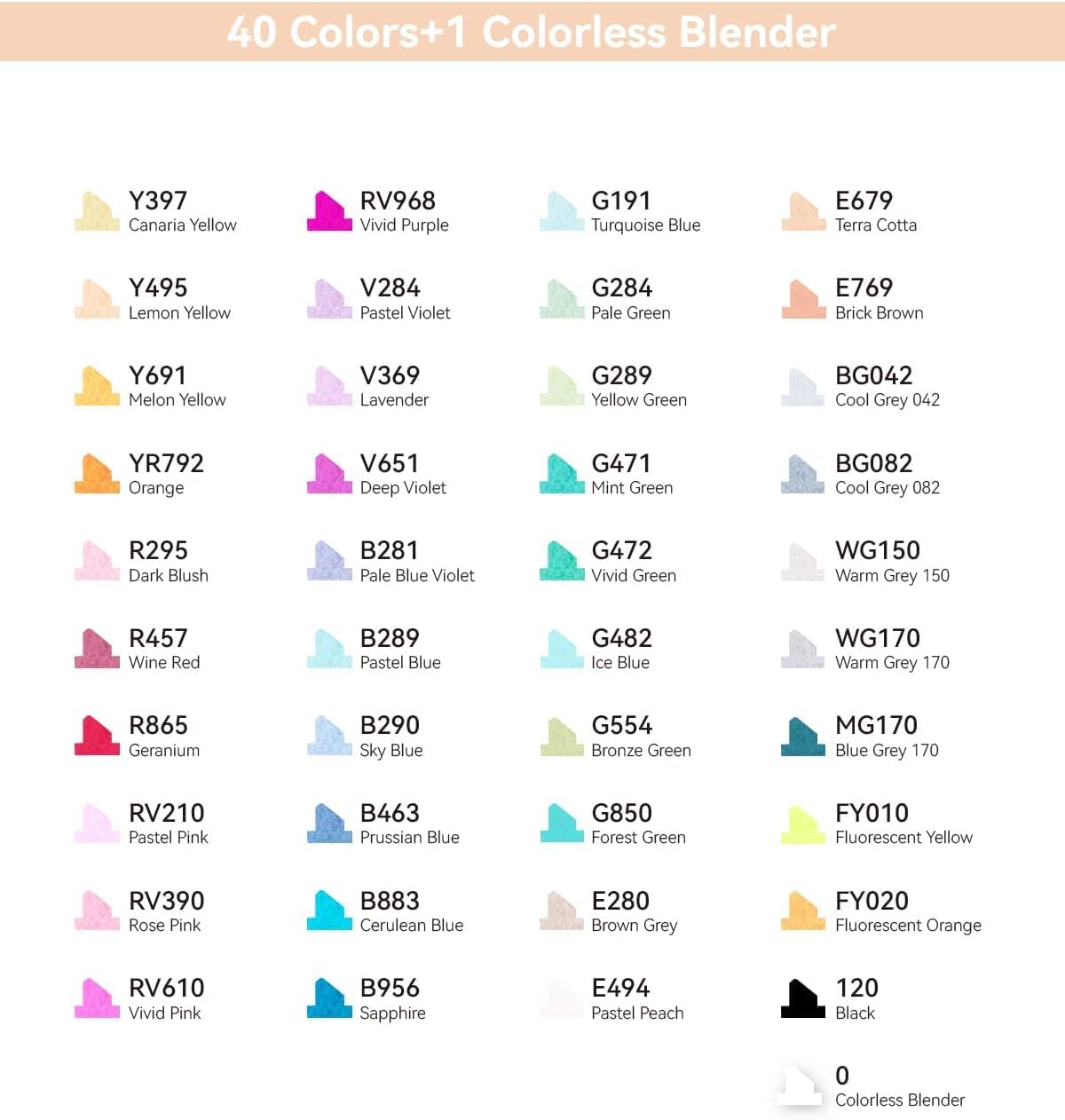 40 Colors Alcohol Markers with Chisel & Fine Dual Tips C814004
