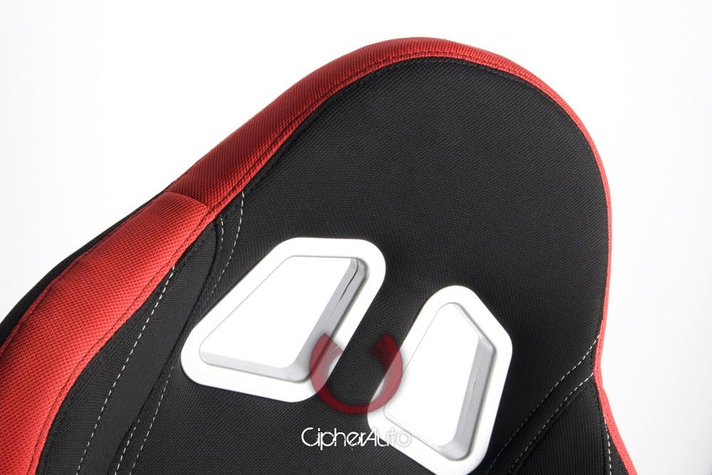 Red and Black Cloth Racing Seats Pair Y261