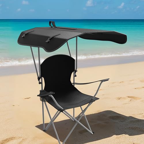 Black Reclining Camping Chair with Removable Footrest L840664
