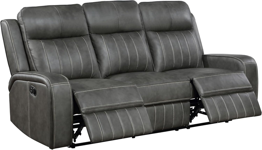 3-Piece Upholstered Motion Reclining Sofa Set Grey S4353