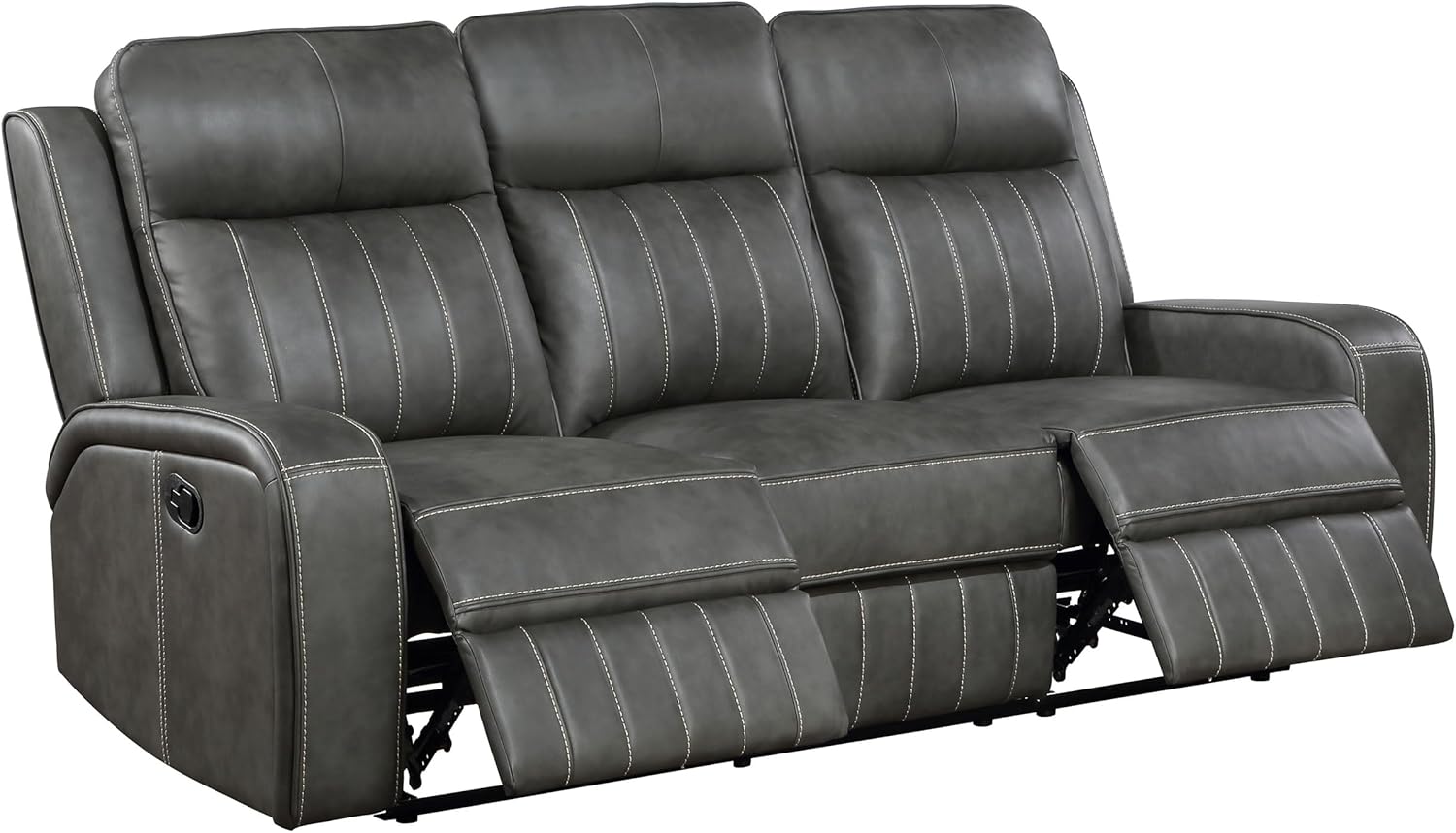 3-Piece Upholstered Motion Reclining Sofa Set Grey S4353