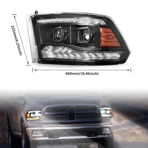 Full LED Projector Headlights Set for 2009-2018 Dodge Ram 1500 (2PCS) M2227