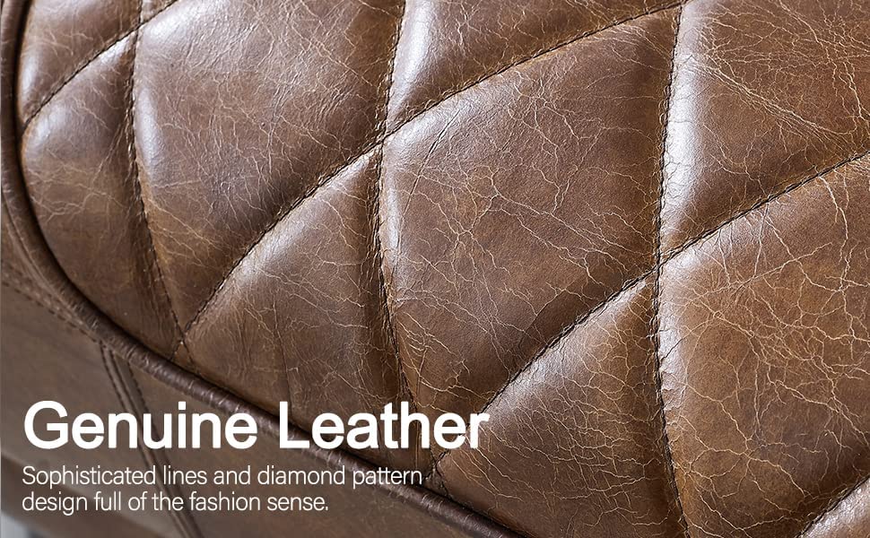 Lightbrown Genuine Leather Accent Arm Chair H428185