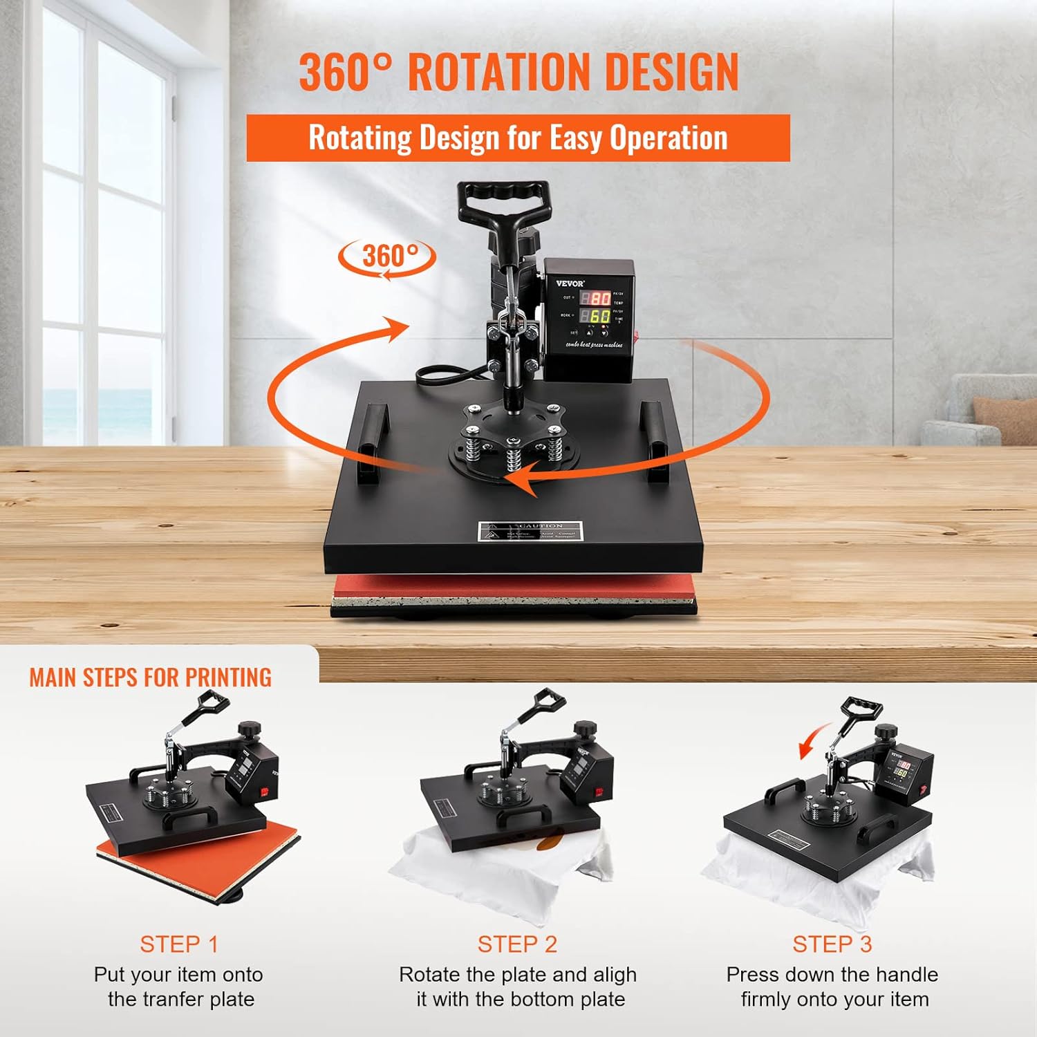 8 in 1 15x15 360° Swing Away Heat Press Machine F906687