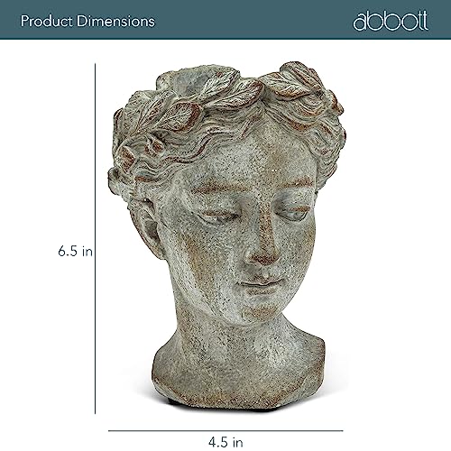 Grey Cement Goddess Head Planter T56551