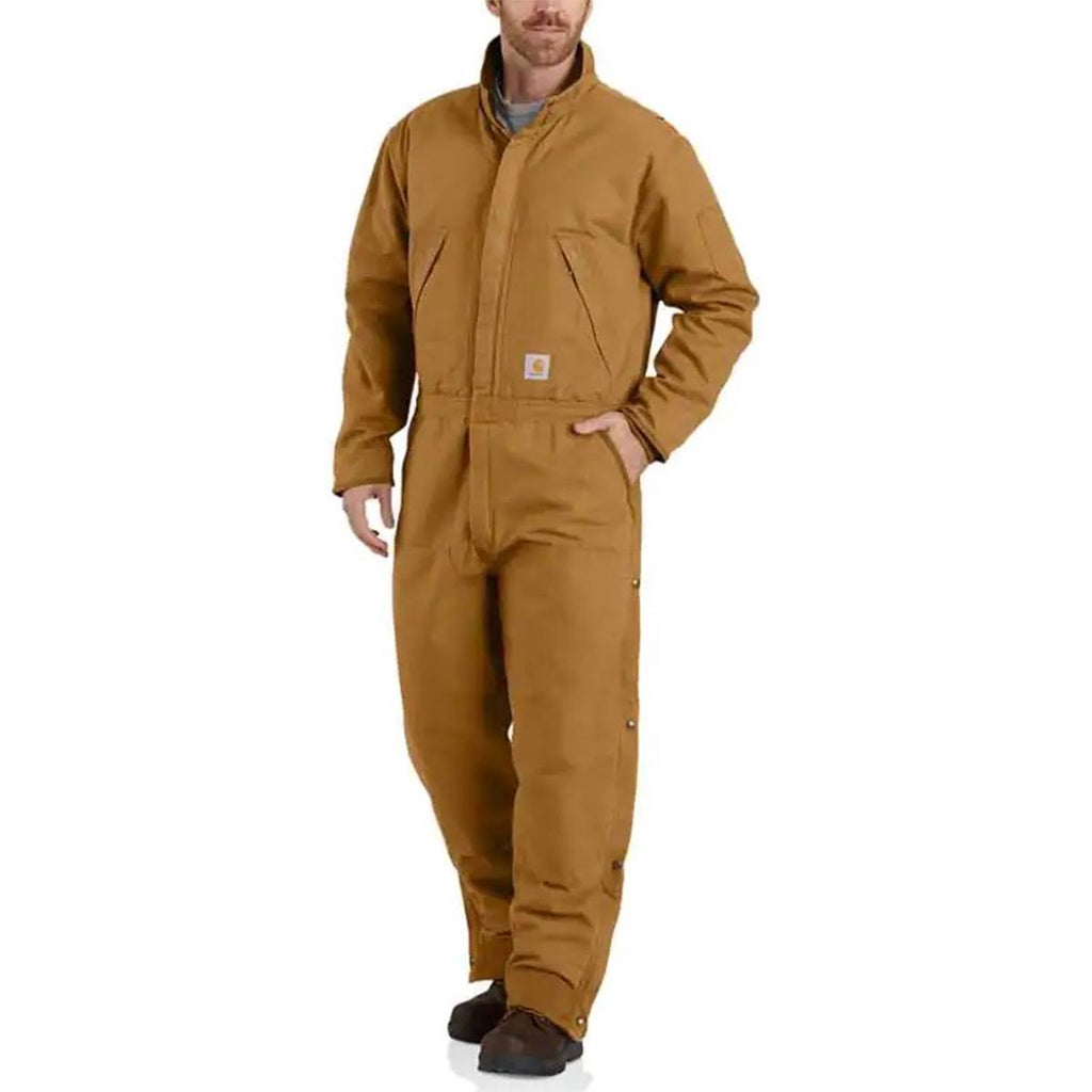 Brown Loose Fit Washed Duck Insulated Coverall U24110
