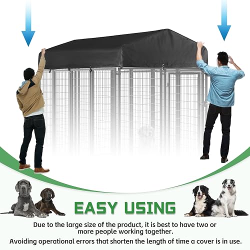 Black 600D Waterproof Oxford Cloth Dog Kennel Replacement Top Cover 10'Dx10'Wx1.4'H G4651