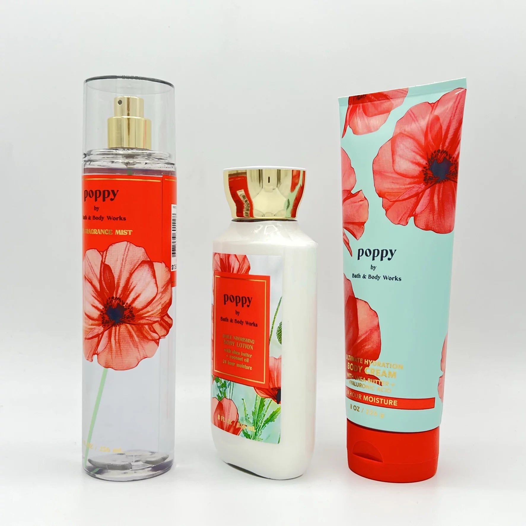Poppy Fine Fragrance Mist, Body Lotion and Body Cream 3-Piece Bundle K18263