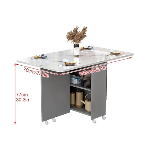 Mobile Folding Dining Table with Wheels and Storage Racks D327