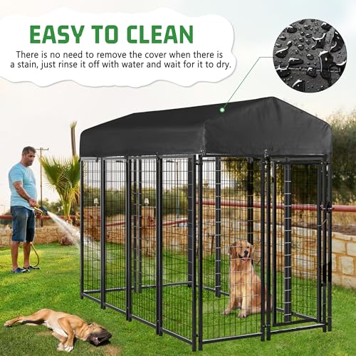 Black 600D Waterproof Oxford Cloth Dog Kennel Replacement Top Cover 10'Dx10'Wx1.4'H G4651