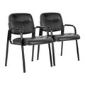 Black PU Leather Guest Chair with Padded Arms K409