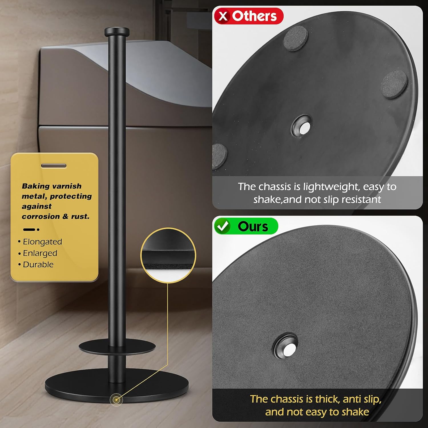 Solid Weighted Non-Slip Toilet Paper Holder Stand W2307