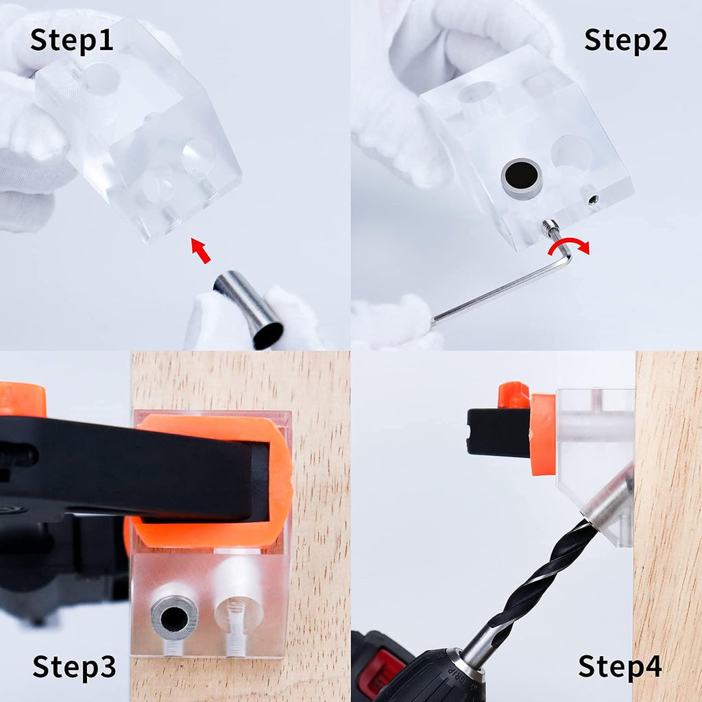 Drill Guide for Cable Railing, Portable Multi-Angle Jig, Hole Size from 3/16" to 3/8" R882188