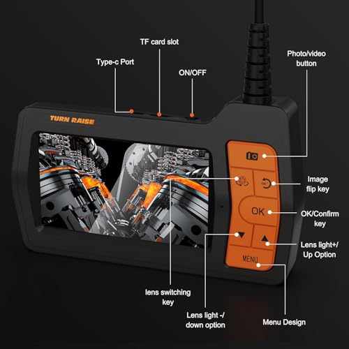 Triple Lens Sewer Camera with 50ft, 5" IPS Screen Borescope with Light, 1080P HD Endoscope IP67 Drain Pipe Snake Drain Camera, 32G Card Semi-Rigid Cable for Plumbing Inspection + Case X68463