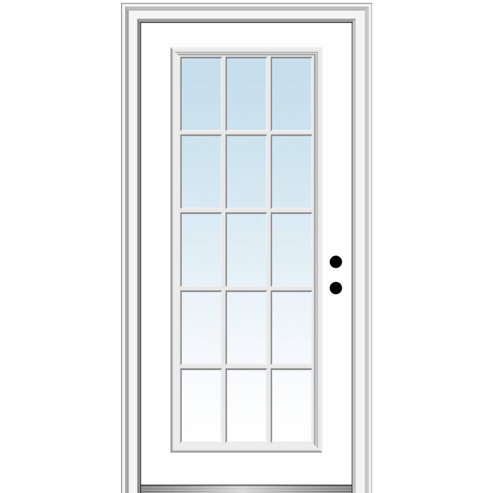 Smooth Fiberglass Prehung Left Hand Inswing Entry Door with Clear Glass T949690
