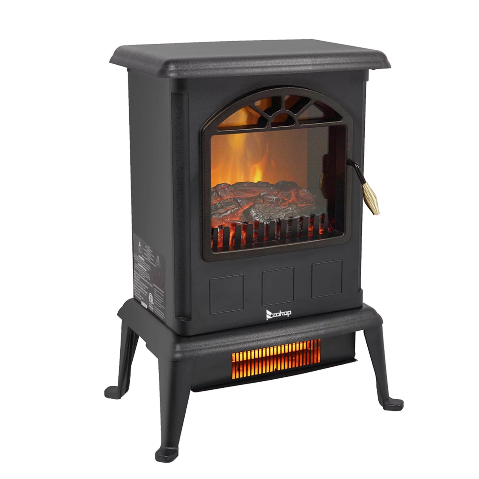 16.6" Freestanding Infrared Space Heater with Realistic 3D Flame Effect Z9191