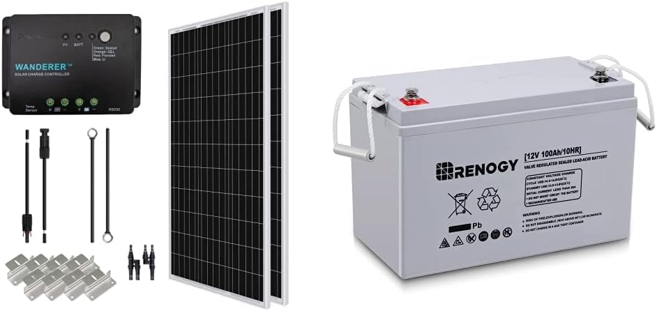 200 Watt 12 Volt Monocrystalline Solar Panel Starter Kit with 2 Pcs 100W Panel and 30A PWM Charge Controller Y869