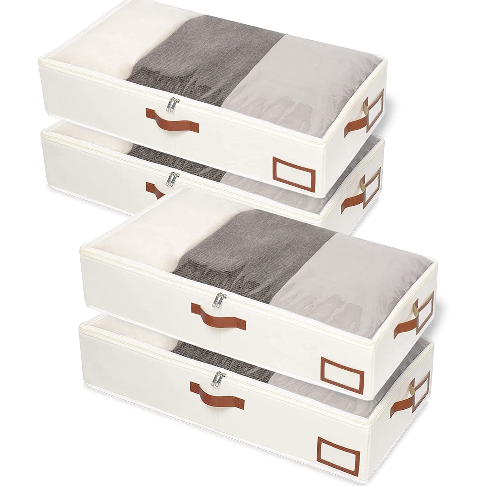 Beige Collapsible Underbed Storage Bag, 2 Pack J51553