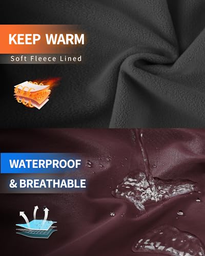 Women's Softshell Jacket with Hood Fleece Lined Waterproof Insulated Windbreaker U412661