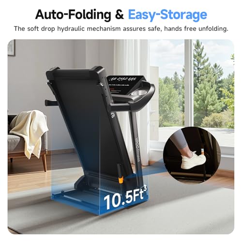 Auto Foldable Treadmill with Incline, 300 lbs Weight Capacity E458