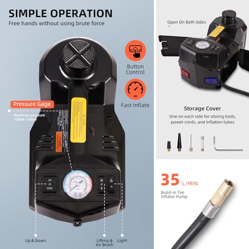 Electric Car Jack 5 Ton 12V Portable Hydraulic Jack with Led Light Q18014