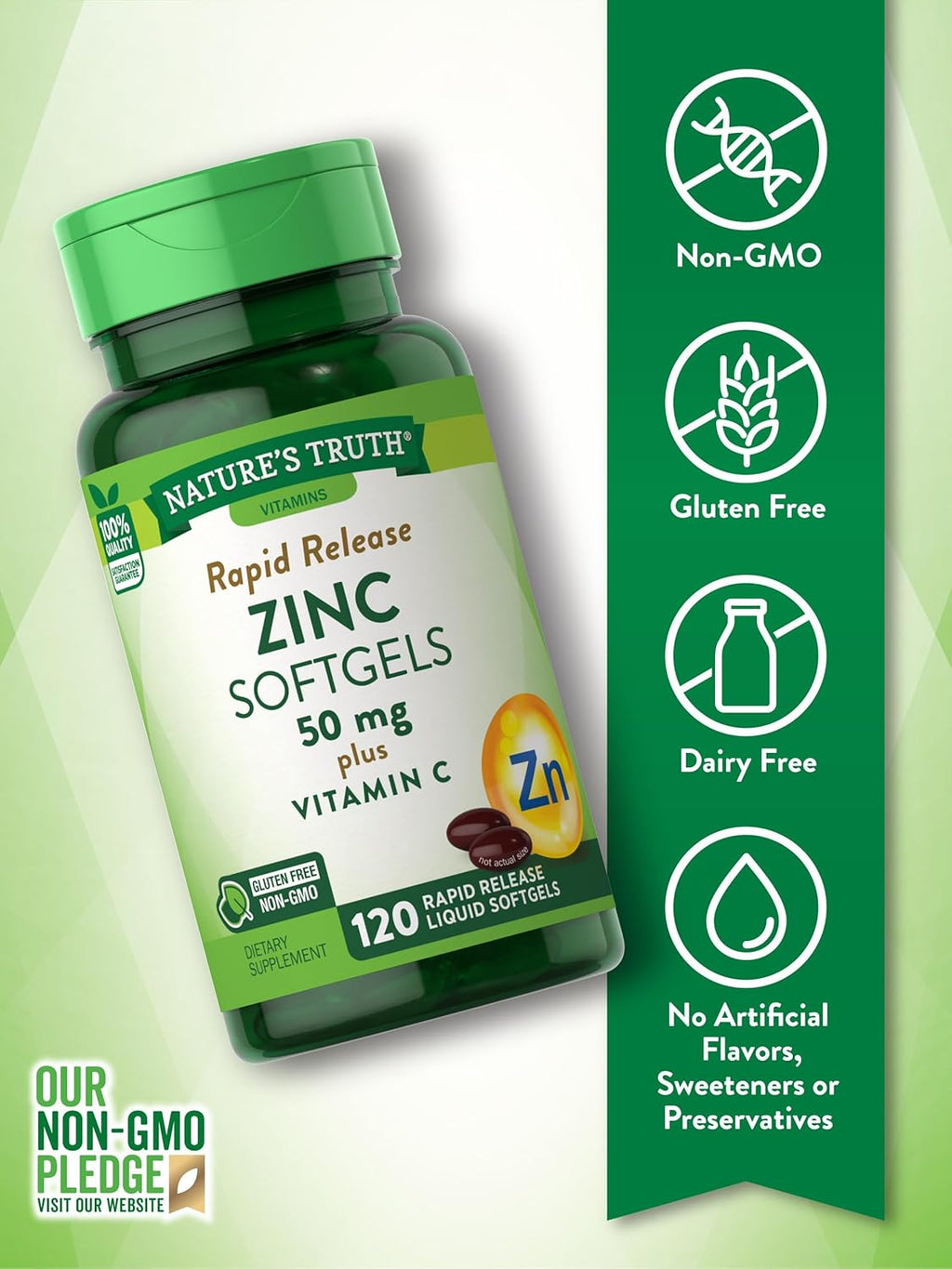 Zinc with Vitamin C 50mg 120 Softgels Supplement X6430
