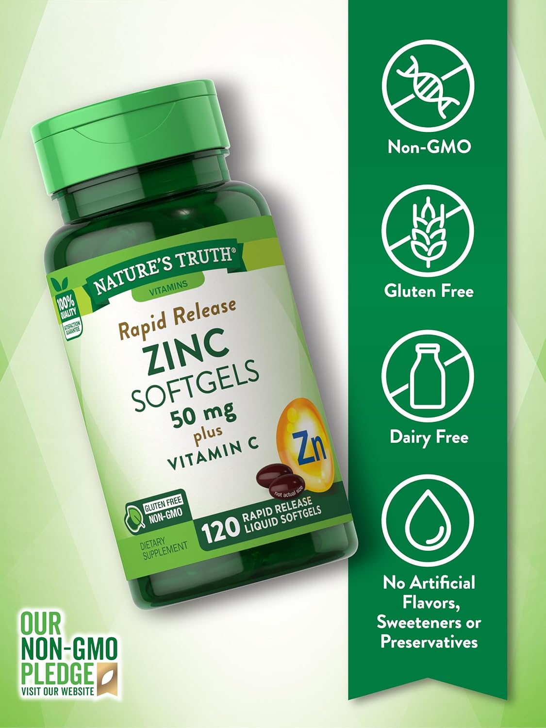 Zinc with Vitamin C 50mg 120 Softgels Supplement X6430