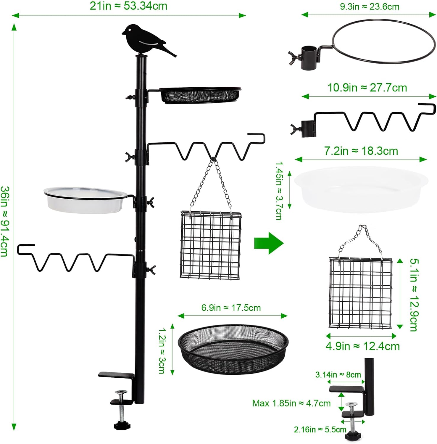 Black Steel Bird Feeder Station Kit C31737