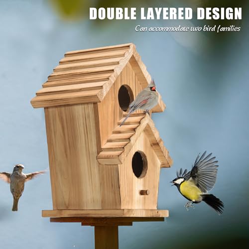 2 Hole Wooden Outdoor Bird House H8865