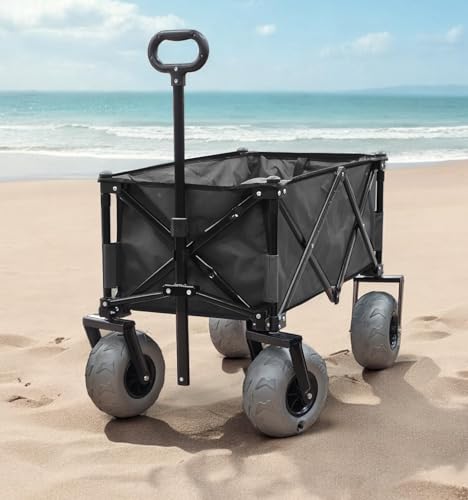 All Terrain Steel Frame Utility Cart with 9" Pneumatic Tires, Collapsible Folding Design L838