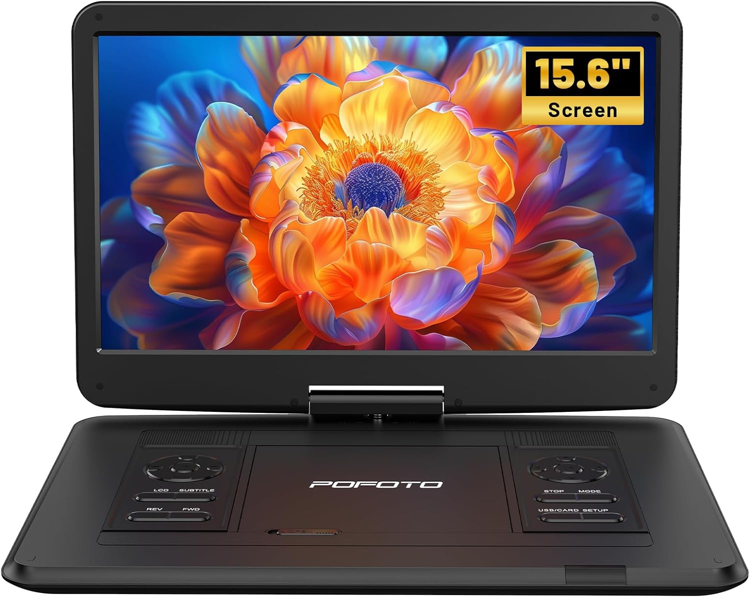 17.5” Portable DVD Player with 15.6” HD Screen, 6 Hours Rechargeable Battery, Dual Speakers, Remote Control, Black H3342