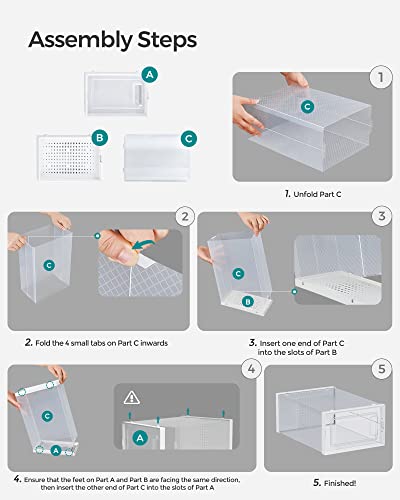 Pack of 12 Clear Plastic Stackable Shoe Storage Boxes M918630