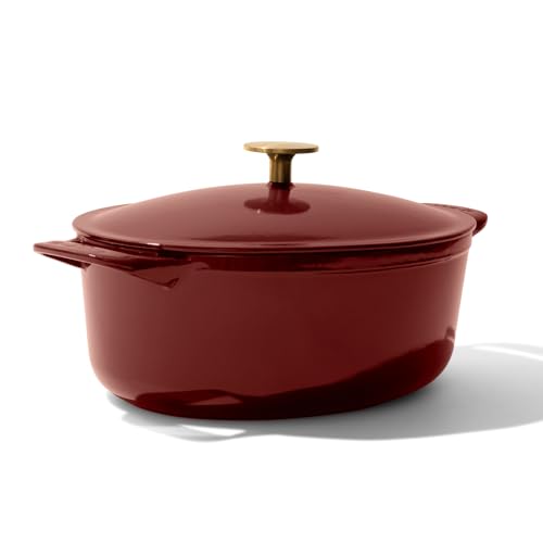 Oval Dutch Oven 7.5 Quart Ruby Red Enameled Cast Iron Induction Compatible F7533
