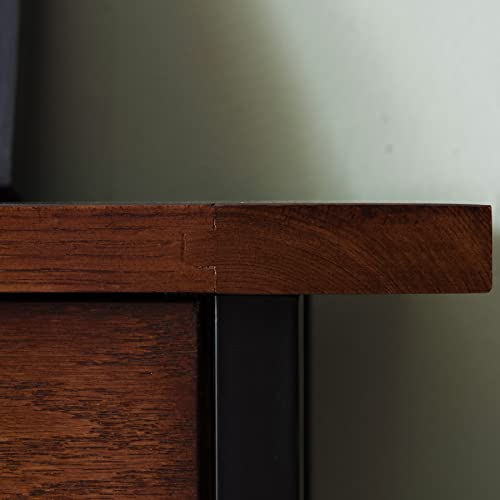 Rustic Bookcase with Drawer Storage, 12" D x 30" W x 50" H, Mission oak/matte black P6001