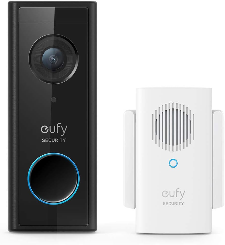 White Wireless Video Doorbell with 1080p-Grade Resolution and 2-Way Audio B445804