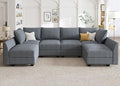 Grey Modular Sectional Sofa with Storage O356