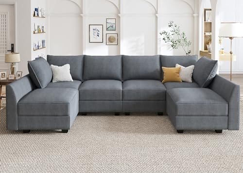 Grey Modular Sectional Sofa with Storage O356