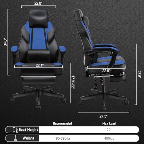 Red Ergonomic Gaming Chair with Footrest Z691