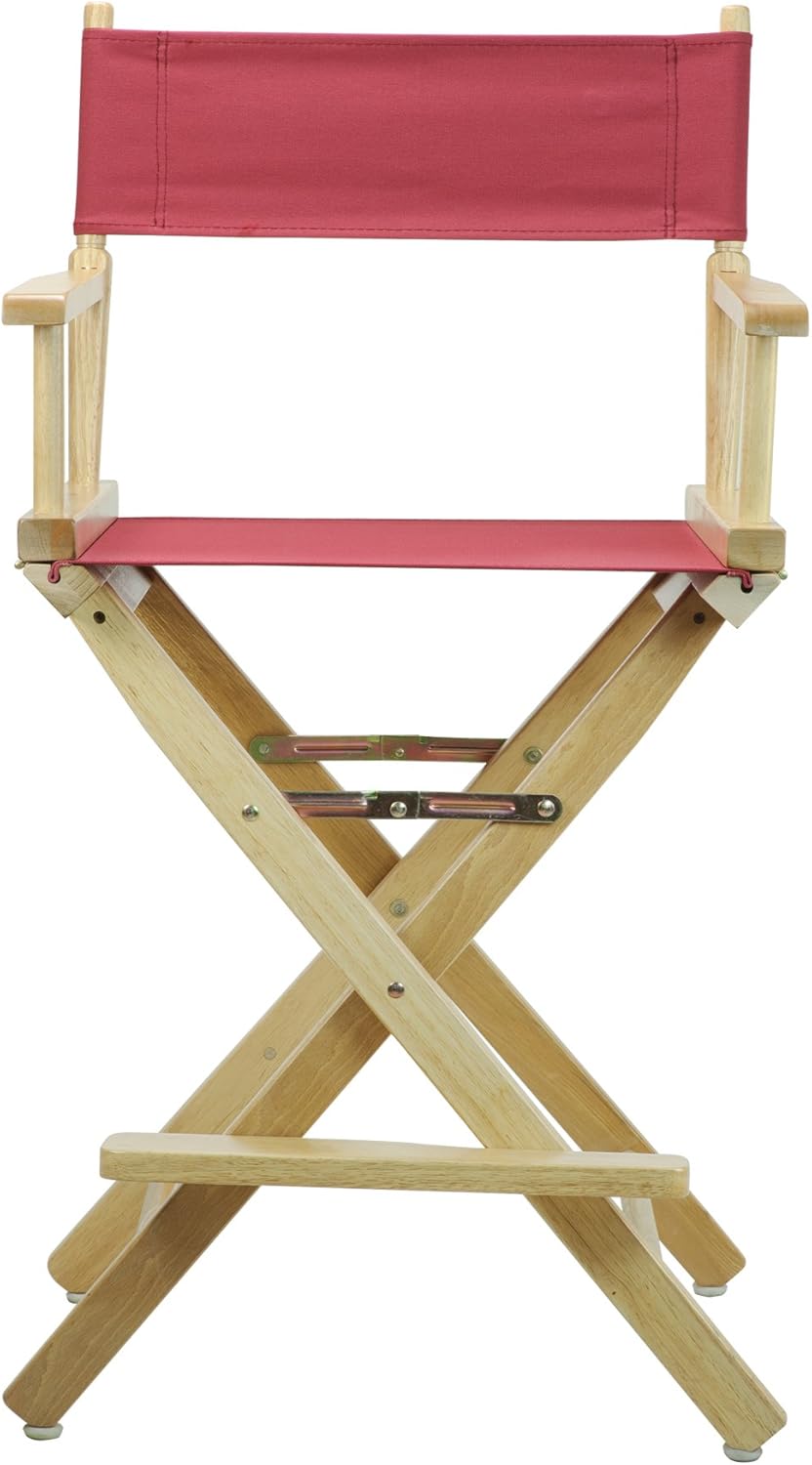 24" Director's Chair Natural Frame with Burgundy Canvas B2842