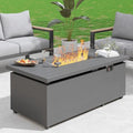 Gray Rectangle Propane Fire Pit Table with Glass Wind Guard, Rain Cover, Removable Lid B4938
