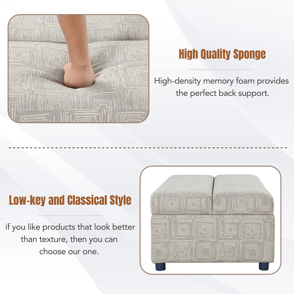 Gray Folding Ottoman Sleeper Bed with Mattress R91116