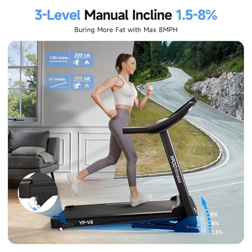 Auto Foldable Treadmill with Incline, 300 lbs Weight Capacity E458