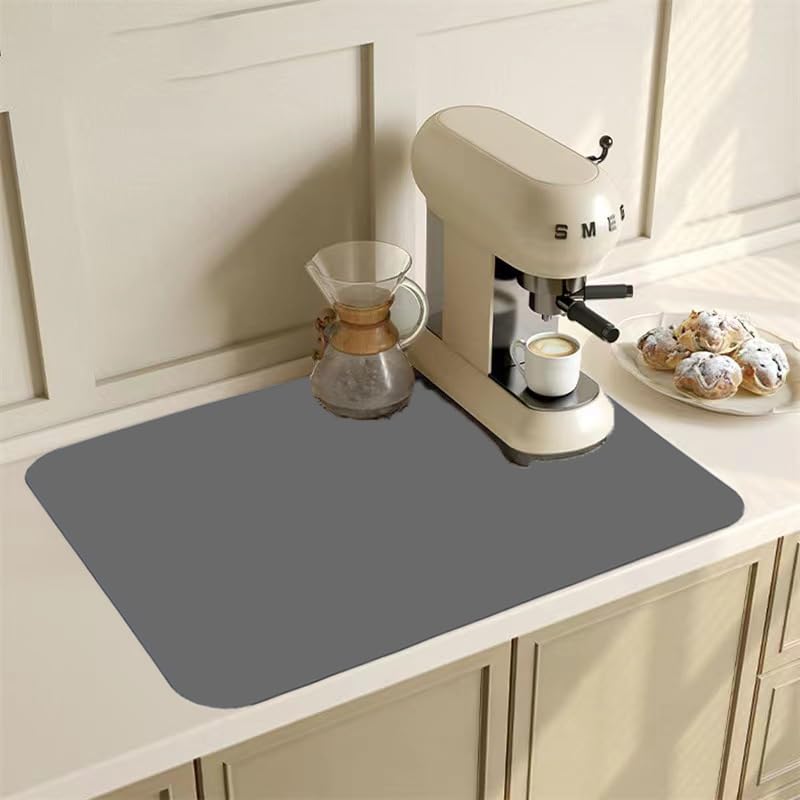 Marble Coffee Bar Mat Dish Drying Mat, 11.8"x15.7" Diatomite Non-slip Rubber Backed Quick Drying Dish Mat Q422