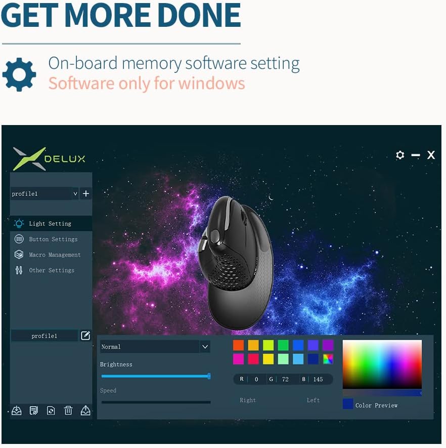Wired Ergonomic Vertical Mouse with Thumb Wheel, 6 Programmable Buttons, 4000 DPI, Removable Wrist Rest B877